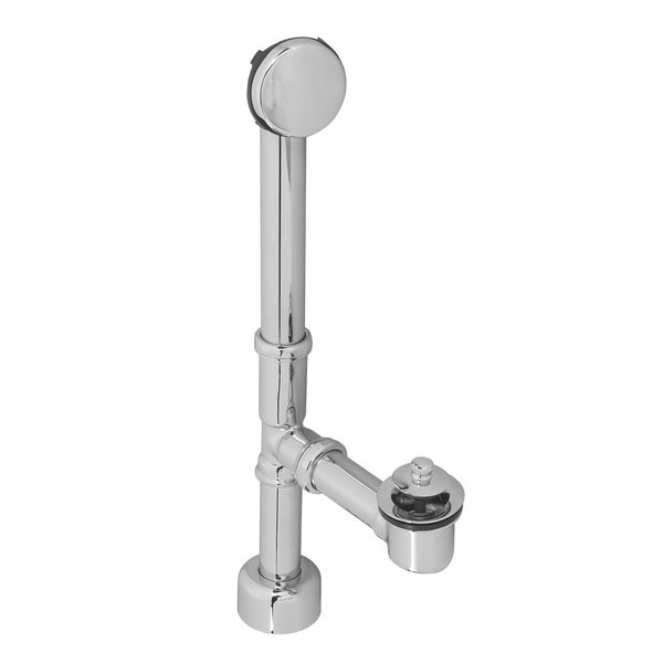 Westbrass Finished Twist & Close Bath Waste, Hidden Overflow -14" Make-Up, 17 Ga. In Polished Chrome D3211HK-26